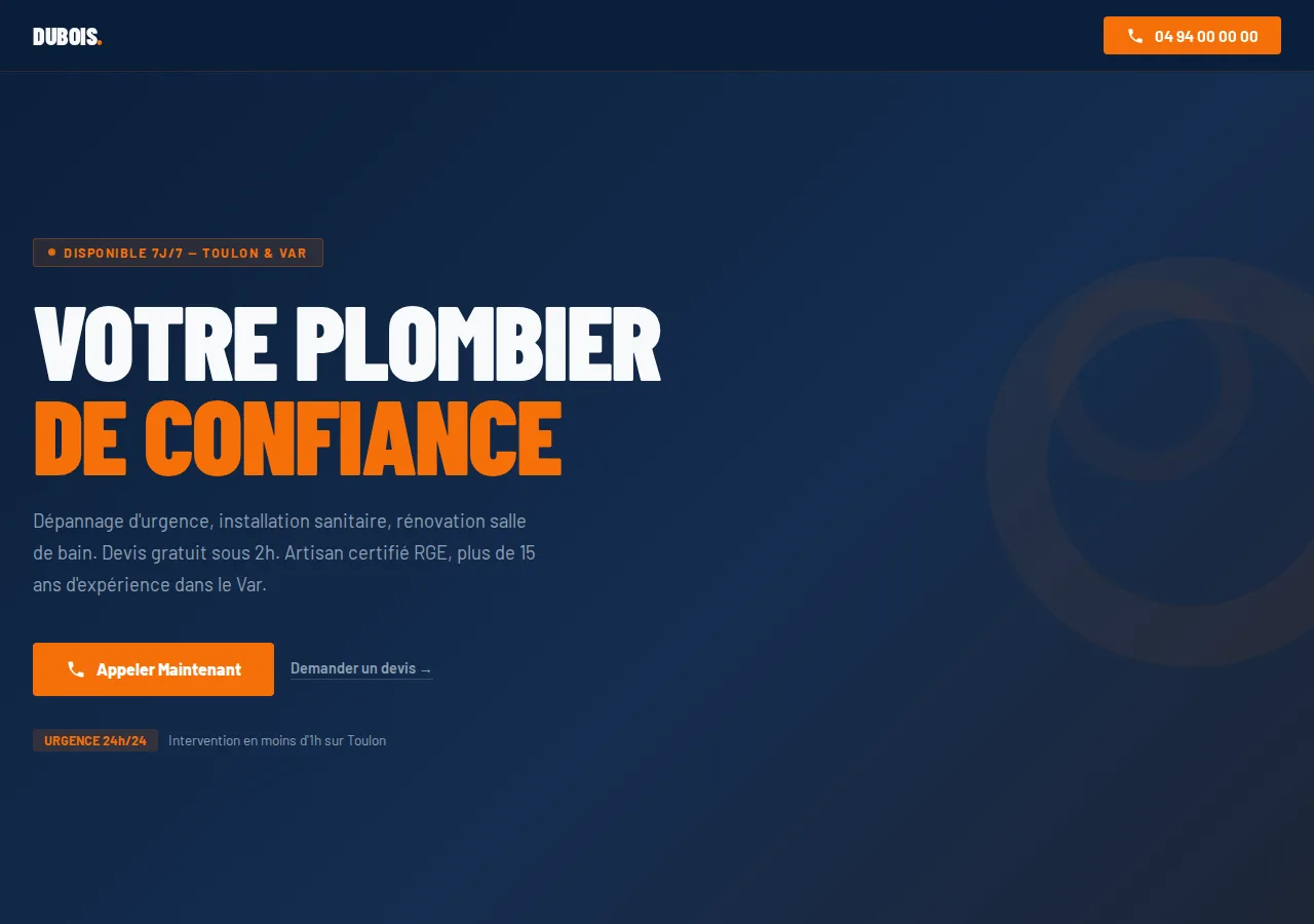 Site plombier avant refonte