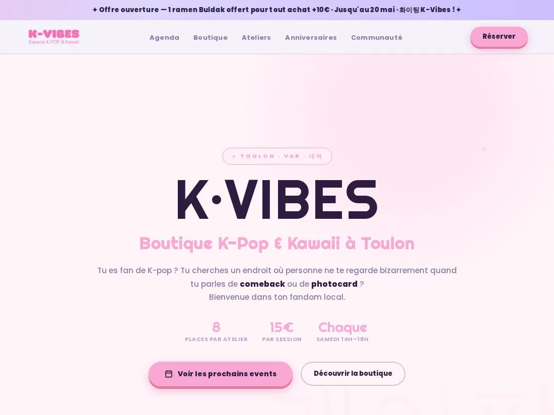 Site K-Vibes, commerce à Toulon, créé par Recode Studio
